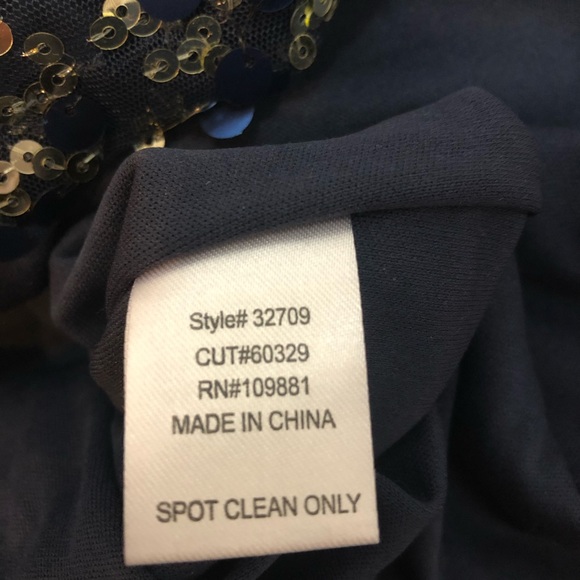 Oleg Cassini Blue Sequin Dress Size 4 - Picture 5 of 6